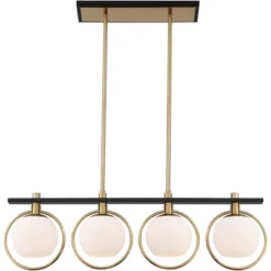 Possini Euro Design Carlyn Brass Black Linear Island Pendant Chandelier 33" Wide Modern White Glass Shade 4-Light LED Fixture For Dining Room Kitchen -Possini Euro Design Shop GUEST b945b8da d215 4559 ba9a 8e2819c91766