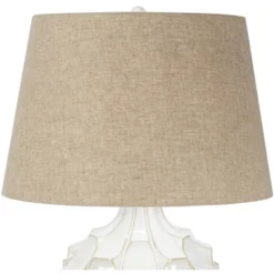 Possini Euro Design Cosgrove Modern Mid Century Table Lamp 26 1/2" High White Glazed Ceramic Light Brown Linen Drum Shade For Bedroom Living Room Home -Possini Euro Design Shop GUEST ba76c594 612f 4ebb 9159 ec0c2bf5c449