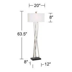 Possini Euro Design Modern Floor Lamp 63.5" Tall Brushed Steel Asymmetry White Linen Rectangular Shade For Living Room Reading Bedroom Office -Possini Euro Design Shop GUEST baa5226f a421 4583 9b97 92c4758cc191