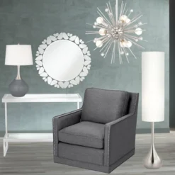 Possini Euro Design Mid Century Modern Floor Lamp 62" Tall Brushed Steel Droplet Cotton Cylinder Shade For Living Room Bedroom Office 15 Possini Euro Design Mid Century Modern Floor Lamp 62" Tall Brushed Steel Droplet Cotton Cylinder Shade For Living Room Bedroom Office -Possini Euro Design Shop GUEST baf66e3a 0551 49f3 a874 28edb3e207cb