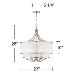 Possini Euro Design Nor Brushed Nickel Pendant Chandelier 23" Wide Modern Double White Organza Shade 6-Light Fixture For Dining Room Kitchen Island 17 Possini Euro Design Nor Brushed Nickel Pendant Chandelier 23" Wide Modern Double White Organza Shade 6-Light Fixture For Dining Room Kitchen Island -Possini Euro Design Shop GUEST bb16169e e8ac 40d5 a519 799cfcb81c1e