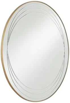 Possini Euro Design Aurelia Round Vanity Decorative Wall Mirror Modern Glam Gold Metal Frame 32" Wide Bathroom Bedroom Living Room -Possini Euro Design Shop GUEST bc57f836 f1c9 442f b78d 973261e17dad