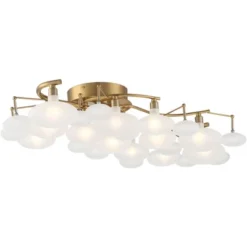 Possini Euro Design Lilypad Modern Ceiling Light Semi Flush Mount Fixture 30 1/4" Wide Warm Brass 12-Light Frosted Glass Shade For Bedroom Living Room -Possini Euro Design Shop GUEST bc64b39a 2843 4a68 b9d6 625259c5adb7