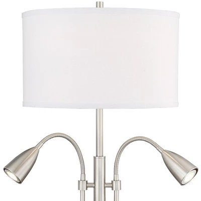 Possini Euro Design Wagner Modern Table Lamp 29 3/4" Tall Brushed Nickel With USB Charging Port And LED Gooseneck Lights White Shade For Living Room 10 Possini Euro Design Wagner Modern Table Lamp 29 3/4" Tall Brushed Nickel With USB Charging Port And LED Gooseneck Lights White Shade For Living Room - Image 8