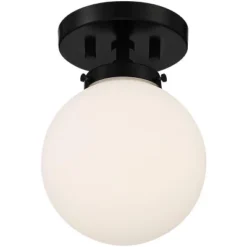 Possini Euro Design Jilly Modern Ceiling Light Semi Flush Mount Fixture 6 3/4" Wide Black White Glass Globe Shade For Bedroom Kitchen Living Room Home 11 Possini Euro Design Jilly Modern Ceiling Light Semi Flush Mount Fixture 6 3/4" Wide Black White Glass Globe Shade For Bedroom Kitchen Living Room Home -Possini Euro Design Shop GUEST c0bed869 7e23 43ad b736 ca5788add583