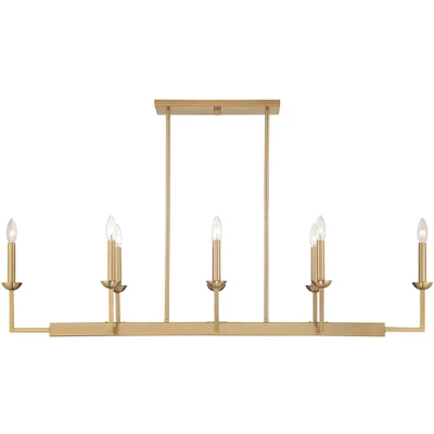 Possini Euro Design Kime Gold Linear Pendant Chandelier 50" Wide Modern 8-Light Fixture For Dining Room House Foyer Kitchen Island Entryway Bedroom 8 Possini Euro Design Kime Gold Linear Pendant Chandelier 50" Wide Modern 8-Light Fixture For Dining Room House Foyer Kitchen Island Entryway Bedroom - Image 6