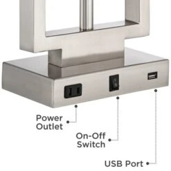 Possini Euro Design Modern Table Lamp With USB Outlet Reading Light LED 29.25" Tall Brushed Nickel Rectangular Off White Shade Bedroom Office 13 Possini Euro Design Modern Table Lamp With USB Outlet Reading Light LED 29.25" Tall Brushed Nickel Rectangular Off White Shade Bedroom Office -Possini Euro Design Shop GUEST c2ec8e84 7e12 4f6d 8631 95d4c819274f