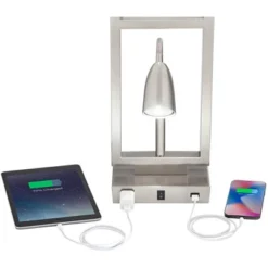 Possini Euro Design Modern Table Lamp With USB Outlet Reading Light LED 29.25" Tall Brushed Nickel Rectangular Off White Shade Bedroom Office 12 Possini Euro Design Modern Table Lamp With USB Outlet Reading Light LED 29.25" Tall Brushed Nickel Rectangular Off White Shade Bedroom Office -Possini Euro Design Shop GUEST c35c7439 94c9 43f0 9cd2 642b430b7a03