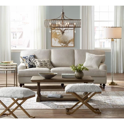 Possini Euro Design Cadence Modern Floor Lamp Standing 62" Tall Crystal Glass Column Satin Brass Linen Drum Shade For Living Room Bedroom Office House 9 Possini Euro Design Cadence Modern Floor Lamp Standing 62" Tall Crystal Glass Column Satin Brass Linen Drum Shade For Living Room Bedroom Office House - Image 7