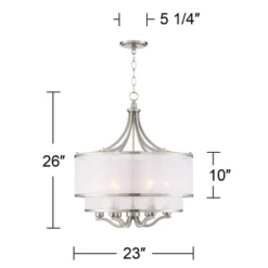 Possini Euro Design Nor Brushed Nickel Pendant Chandelier 23" Wide Modern Double White Organza Shade 6-Light Fixture For Dining Room Kitchen Island 14 Possini Euro Design Nor Brushed Nickel Pendant Chandelier 23" Wide Modern Double White Organza Shade 6-Light Fixture For Dining Room Kitchen Island -Possini Euro Design Shop GUEST c8291423 786b 40bf 928d 6d118cca3b09