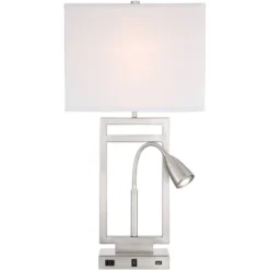 Possini Euro Design Modern Table Lamp With USB Outlet Reading Light LED 29.25" Tall Brushed Nickel Rectangular Off White Shade Bedroom Office 17 Possini Euro Design Modern Table Lamp With USB Outlet Reading Light LED 29.25" Tall Brushed Nickel Rectangular Off White Shade Bedroom Office -Possini Euro Design Shop GUEST c84d6094 acb5 46e6 828f ec7f334b0a03