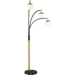 Possini Euro Design Rayne Modern Arc Floor Lamp 72" Tall Gold Black 3 Light LED Adjustable Arm Frosted Glass Globe Shade For Living Room Reading Home -Possini Euro Design Shop GUEST c869919f 6f5b 4ba9 a151 3e35a537efaa