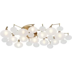Possini Euro Design Lilypad Modern Ceiling Light Semi Flush Mount Fixture 30 1/4" Wide Warm Brass 12-Light Frosted Glass Shade For Bedroom Living Room -Possini Euro Design Shop GUEST c8b436d6 0799 4b71 b0e8 1b80aaa00f64