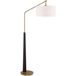 Possini Euro Design Mid Century Modern Arc Floor Lamp 72 1/2" Tall Espresso Warm Gold Metal White Linen Drum Shade For Living Room -Possini Euro Design Shop GUEST c9119d30 3a10 47e1 812f 5a0366d61c95