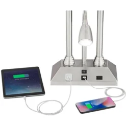 Possini Euro Design Dexter Modern Table Lamp 26" High Brushed Nickel With USB And AC Power Outlet In Base LED Reading Light White Shade For Home Desk 12 Possini Euro Design Dexter Modern Table Lamp 26" High Brushed Nickel With USB And AC Power Outlet In Base LED Reading Light White Shade For Home Desk -Possini Euro Design Shop GUEST cb638d63 b1f9 4dfb b56e 82d78a067255