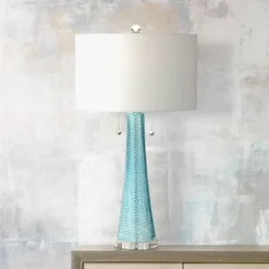 Possini Euro Design Modern Table Lamps 28.5" Tall Set Of 2 Light Sky Blue Fluted Glass White Drum Shade For Living Room Bedroom Office Family 16 Possini Euro Design Modern Table Lamps 28.5" Tall Set Of 2 Light Sky Blue Fluted Glass White Drum Shade For Living Room Bedroom Office Family -Possini Euro Design Shop GUEST cc70cf51 11c5 4293 86bb 9a8e958c559e