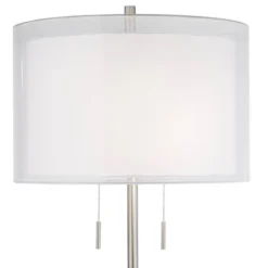 Possini Euro Design Roxie Modern Floor Lamp Standing 65 1/2" Tall Brushed Nickel Sheer Linen Double Drum Shade For Living Room Bedroom Office House -Possini Euro Design Shop GUEST cc9bd0d3 a22b 4fe3 b3b4 94857e8b5729