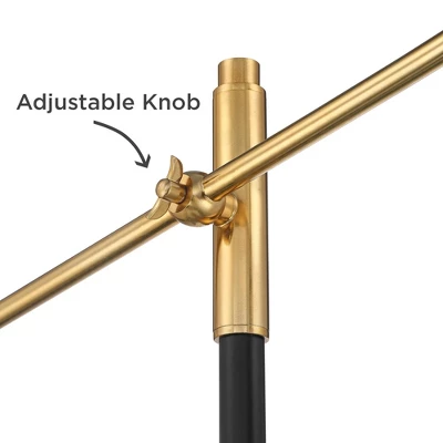 Possini Euro Design Modern Pharmacy Floor Lamp 54" Tall Matte Black Warm Gold Adjustable Metal Shade For Living Room Reading House 5 Possini Euro Design Modern Pharmacy Floor Lamp 54" Tall Matte Black Warm Gold Adjustable Metal Shade For Living Room Reading House - Image 3