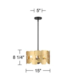 Possini Euro Design Stella Black Pendant Chandelier 15" Wide Modern Gold Leaf Drum Shade 4-Light Fixture For Dining Room House Foyer Kitchen Island -Possini Euro Design Shop GUEST ce404503 72a6 42fa b60a 005d26d6fc09