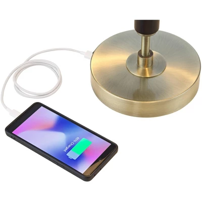 Possini Euro Design Possini Euro® Wyndham Desk Lamp With Glass Shade And Dual USB Ports 7 Possini Euro Design Possini Euro® Wyndham Desk Lamp With Glass Shade And Dual USB Ports - Image 5