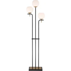 Possini Euro Design Acadia Modern Floor Lamp 71" Tall Black Warm Gold Metal 3 Light Frosted White Glass Globe Shade For Living Room Bedroom Office -Possini Euro Design Shop GUEST cfab7d06 4c65 4d16 b0f9 c50535035577