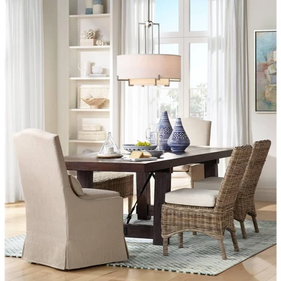 Possini Euro Design Concentric Brushed Nickel Pendant Chandelier 25" Wide Modern White Fabric Drum 4-Light For Dining Room House Foyer Kitchen Island 8 Possini Euro Design Concentric Brushed Nickel Pendant Chandelier 25" Wide Modern White Fabric Drum 4-Light For Dining Room House Foyer Kitchen Island - Image 6