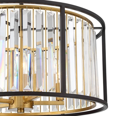 Possini Euro Design Milne Bronze Gold Drum Pendant Chandelier 20" Wide Modern Crystal 5-Light Fixture For Dining Room House Kitchen Island Entryway 4 Possini Euro Design Milne Bronze Gold Drum Pendant Chandelier 20" Wide Modern Crystal 5-Light Fixture For Dining Room House Kitchen Island Entryway - Image 2