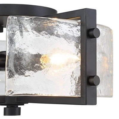 Possini Euro Design Adri Modern Ceiling Light Flush Mount Fixture Black 16 1/2" Wide Black 4-Light Textured Glass For Bedroom Kitchen Living Room Home 4 Possini Euro Design Adri Modern Ceiling Light Flush Mount Fixture Black 16 1/2" Wide Black 4-Light Textured Glass For Bedroom Kitchen Living Room Home - Image 2