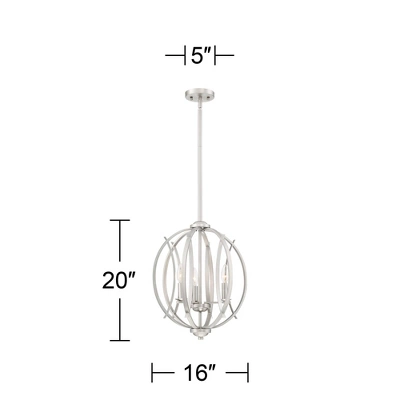 Possini Euro Design Spherical Brushed Nickel Pendant Chandelier 16" Wide Modern Orb 3-Light Fixture For Dining Room House Foyer Kitchen Island Bedroom 8 Possini Euro Design Spherical Brushed Nickel Pendant Chandelier 16" Wide Modern Orb 3-Light Fixture For Dining Room House Foyer Kitchen Island Bedroom - Image 6