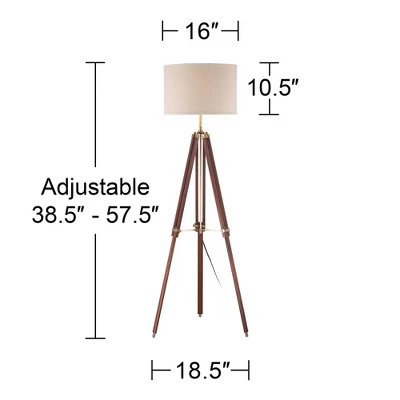 Possini Euro Design Surveyor Modern Tripod Floor Lamp 57 1/2" Tall Cherry Wood Adjustable Beige Linen Drum Shade For Living Room Bedroom Office House 8 Possini Euro Design Surveyor Modern Tripod Floor Lamp 57 1/2" Tall Cherry Wood Adjustable Beige Linen Drum Shade For Living Room Bedroom Office House - Image 6