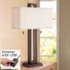 Possini Euro Design Gossard Modern Industrial Table Lamp 30" Tall Bronze With USB Charging Port White Rectangular Shade For Bedroom Living Room Office -Possini Euro Design Shop GUEST dbb89aec d6e7 46b4 8b3a b6ed2a614e43