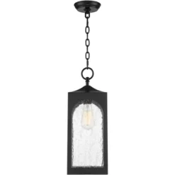 Possini Euro Design Modern Outdoor Hanging Light Fixture Matte Black Steel 19" Clear Seedy Glass Panels For Exterior House Porch -Possini Euro Design Shop GUEST dd23e776 6213 4bd7 b53c 80faa65ccfae