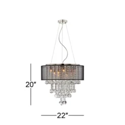 Possini Euro Design Bretton Brushed Nickel Chandelier 22" Wide Modern Clear Glass Crystal Black Sheer Shade 12-Light Fixture For Dining Room Kitchen -Possini Euro Design Shop GUEST de51a246 fb53 4f25 bb9c 2fc37f16b1b4