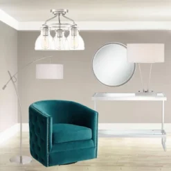 Possini Euro Design Modern Arc Floor Lamp 69" Tall Brushed Steel Adjustable Boom Off White Linen Drum Shade For Living Room Reading Office -Possini Euro Design Shop GUEST de879645 a18c 41db 8712 9b539e73333e