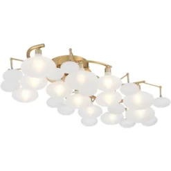 Possini Euro Design Lilypad Modern Ceiling Light Semi Flush Mount Fixture 30 1/4" Wide Warm Brass 12-Light Frosted Glass Shade For Bedroom Living Room -Possini Euro Design Shop GUEST dec42141 80e6 4416 977e 08a265036989