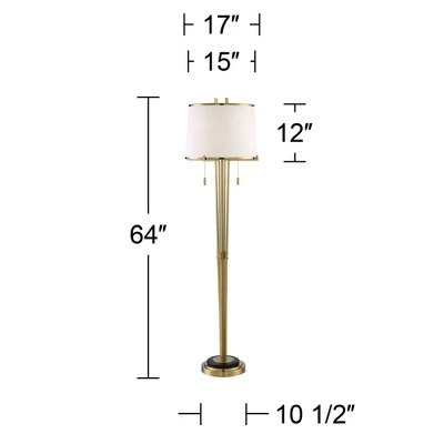 Possini Euro Design Palisade Modern Floor Lamp 64" Tall Satin Brass Metal Trimmed Fabric Tapered Drum Shade For Living Room Bedroom Office House Home 9 Possini Euro Design Palisade Modern Floor Lamp 64" Tall Satin Brass Metal Trimmed Fabric Tapered Drum Shade For Living Room Bedroom Office House Home - Image 7