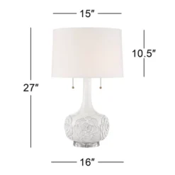 Possini Euro Design Natalia Modern Country Cottage Table Lamp With Square Riser 28 1/2" Tall White Floral Ceramic Drum Shade For Bedroom Living Room -Possini Euro Design Shop GUEST e072020c f122 4708 9e80 53efd66dadf0