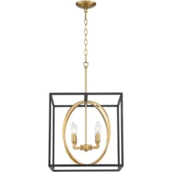 Possini Euro Design Black Warm Brass Cage Foyer Pendant Chandelier 16 1/2" Wide 4-Light Mid Century Modern For Dining Room House -Possini Euro Design Shop GUEST e13bf3e3 0cc1 489d ac64 ca7937b8787d