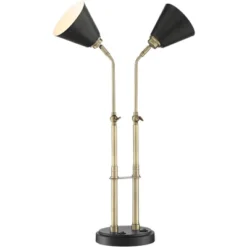 Possini Euro Design Sentry Modern Mid Century Desk Lamp 23" High Black Brass With USB Charging Port LED Adjustable Cone Shade For Bedroom Living Room -Possini Euro Design Shop GUEST e240447e 5fa7 45ac adb1 c441648f3303