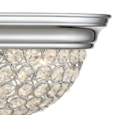 Possini Euro Design Faith Modern Ceiling Light Flush Mount Fixtures 11" Wide Set Of 2 Chrome 2-Light Crystal For Bedroom Kitchen Living Room Hallway 4 Possini Euro Design Faith Modern Ceiling Light Flush Mount Fixtures 11" Wide Set Of 2 Chrome 2-Light Crystal For Bedroom Kitchen Living Room Hallway - Image 2