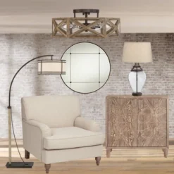 Possini Euro Design Moorcroft Modern Farmhouse Ceiling Light Semi Flush Mount Fixture 14 1/2" Wide Dark Wood Bronze 6-Light Hexagon Frame For Bedroom -Possini Euro Design Shop GUEST e365a827 dd64 4f45 abf0 cc9e7e1dfb53