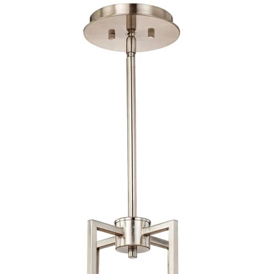 Possini Euro Design Concentric Brushed Nickel Pendant Chandelier 28" Wide Modern White Fabric Drum 4-Light For Dining Room House Foyer Kitchen Island 5 Possini Euro Design Concentric Brushed Nickel Pendant Chandelier 28" Wide Modern White Fabric Drum 4-Light For Dining Room House Foyer Kitchen Island - Image 3