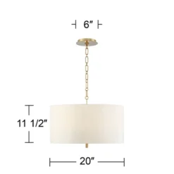 Possini Euro Design Warm Gold Pendant Chandelier 20" Wide Modern White Linen Drum Shade 4-Light Fixture For Dining Room Foyer Kitchen Island Entryway -Possini Euro Design Shop GUEST e442902c ea63 4d3a 8d41 f624d8734d7e