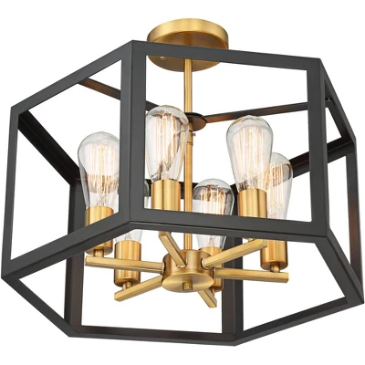Possini Euro Design Beni Industrial Modern Farmhouse Ceiling Light Semi Flush Mount Fixture 20" Wide Antique Bronze Gold 6-Light For Bedroom Kitchen 8 Possini Euro Design Beni Industrial Modern Farmhouse Ceiling Light Semi Flush Mount Fixture 20" Wide Antique Bronze Gold 6-Light For Bedroom Kitchen - Image 6