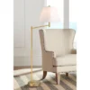 Possini Euro Design Modern Arc Floor Lamp Standing 62 1/2" Tall Warm Gold Offset Arm White Linen Drum Shade For Living Room Reading Family Bedroom -Possini Euro Design Shop GUEST e5631466 6274 412d 842a f3f35627a6cc