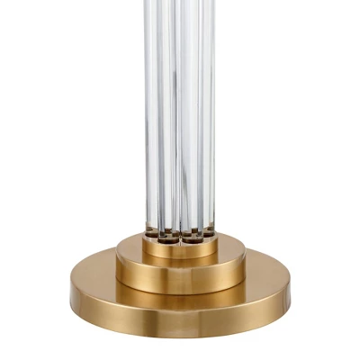 Possini Euro Design Cadence Modern Floor Lamp Standing 62" Tall Crystal Glass Column Satin Brass Linen Drum Shade For Living Room Bedroom Office House 7 Possini Euro Design Cadence Modern Floor Lamp Standing 62" Tall Crystal Glass Column Satin Brass Linen Drum Shade For Living Room Bedroom Office House - Image 5