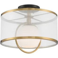Possini Euro Design Carlyn Modern Art Deco Ceiling Light Semi Flush Mount Fixture 14" Wide Warm Brass Black Orb Organza Drum Shade For Bedroom Kitchen 13 Possini Euro Design Carlyn Modern Art Deco Ceiling Light Semi Flush Mount Fixture 14" Wide Warm Brass Black Orb Organza Drum Shade For Bedroom Kitchen -Possini Euro Design Shop GUEST e6269b9b 9176 4435 9395 c5ba601a29d1