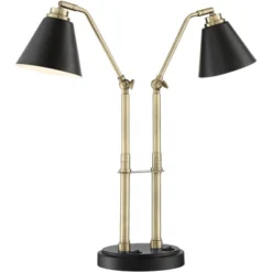 Possini Euro Design Sentry Modern Mid Century Desk Lamp 23" High Black Brass With USB Charging Port LED Adjustable Cone Shade For Bedroom Living Room -Possini Euro Design Shop GUEST e91d5c36 9c3b 4fda 8e73 e5a8e478b0f2