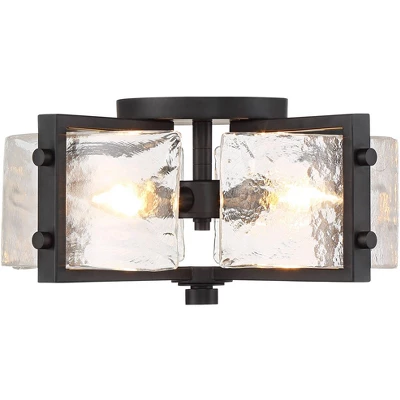 Possini Euro Design Adri Modern Ceiling Light Flush Mount Fixture Black 16 1/2" Wide Black 4-Light Textured Glass For Bedroom Kitchen Living Room Home 5 Possini Euro Design Adri Modern Ceiling Light Flush Mount Fixture Black 16 1/2" Wide Black 4-Light Textured Glass For Bedroom Kitchen Living Room Home - Image 3