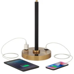 Possini Euro Design Carlyle Modern Mid Century Desk Lamp 30 1/2" Tall Gold With USB And AC Power Outlet In Base Double Drum Shades For Living Room -Possini Euro Design Shop GUEST e9a786dd 1b21 43a4 bd87 0148cad99c9f